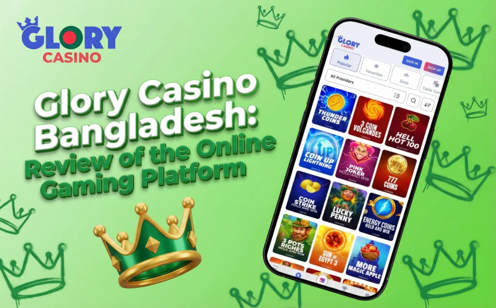 Glory Casino Bangladesh online casino homepage banner with mobile app access
